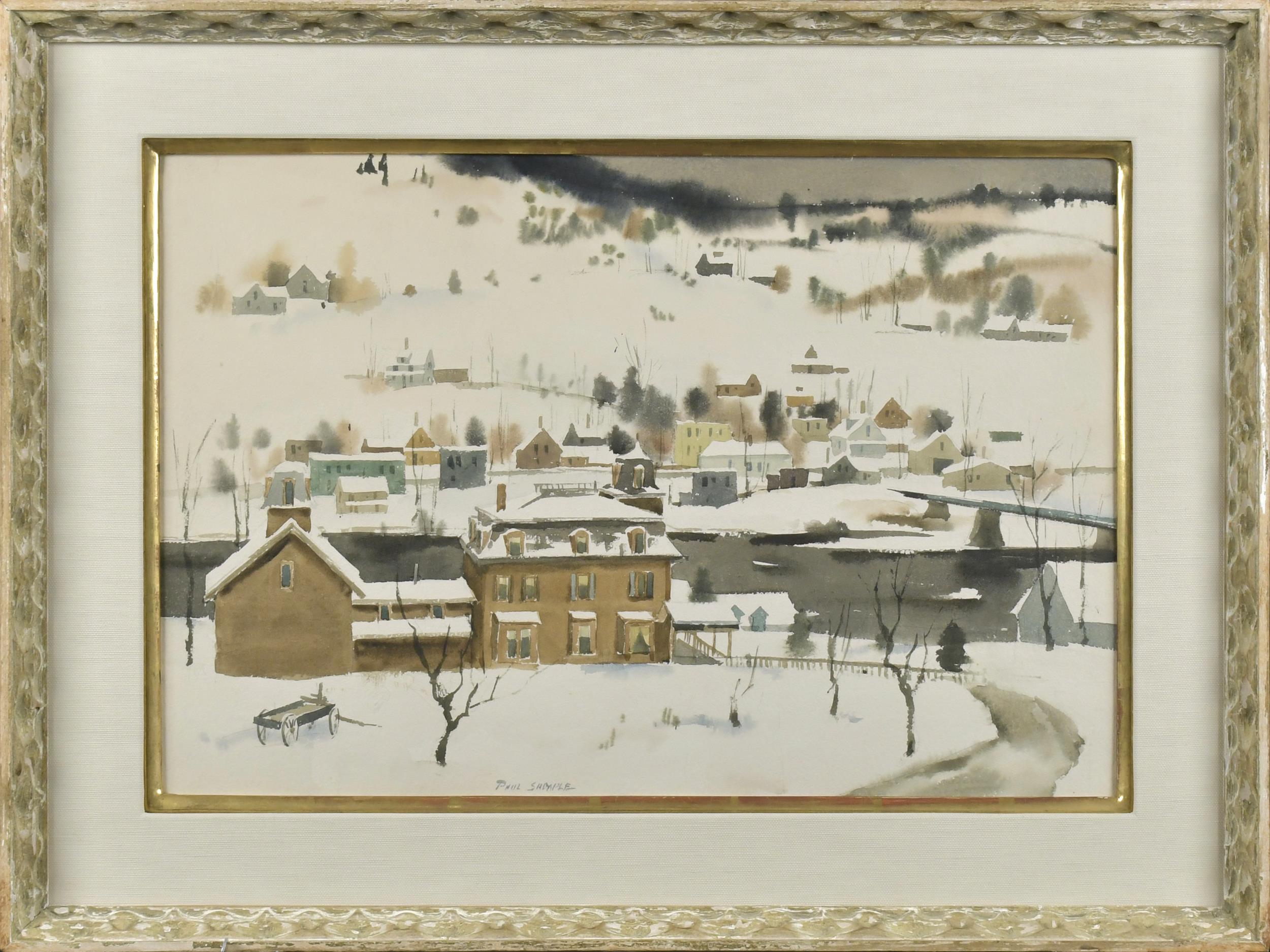 Appraisal: PAUL SAMPLE WATERCOLOR WINTER VILLAGE SCENE Watercolor on paper signed