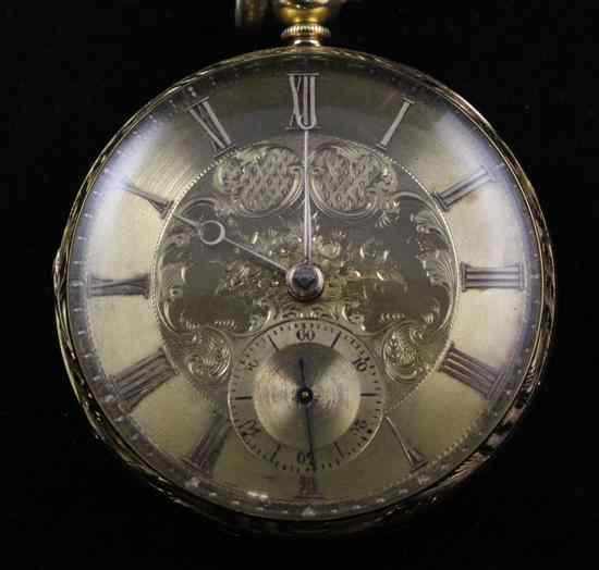 Appraisal: A Victorian ct gold keywind lever pocket watch with foliate