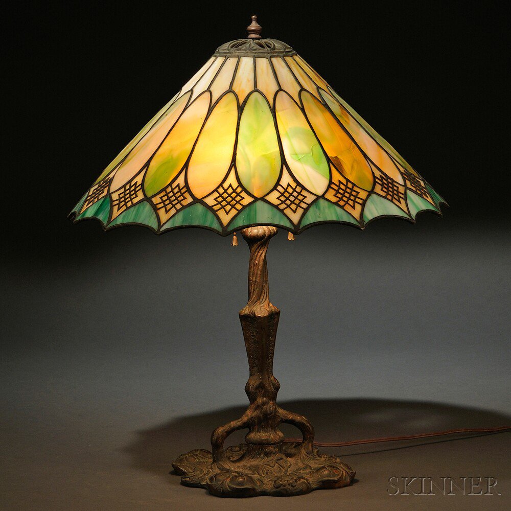 Appraisal: Mosaic Glass Table Lamp Art glass patinated metal United States