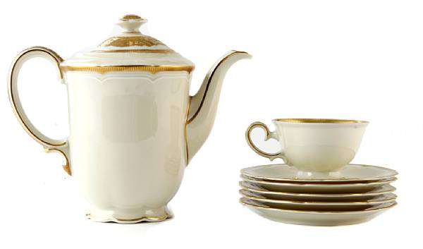 Appraisal: A Hutschenreuter cream and gilt porcelain part dinner service comprising