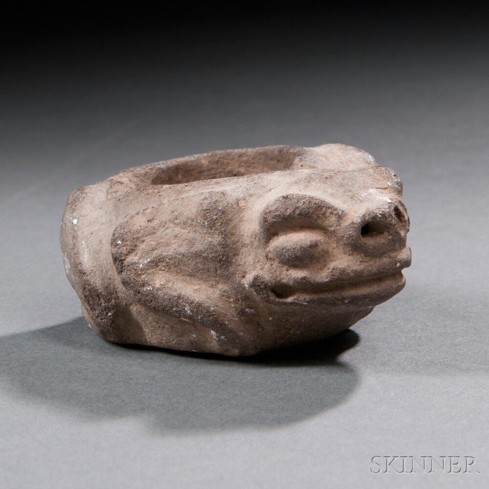 Appraisal: Carved Stone Frog Cup Borneo for poison lg in Provenance