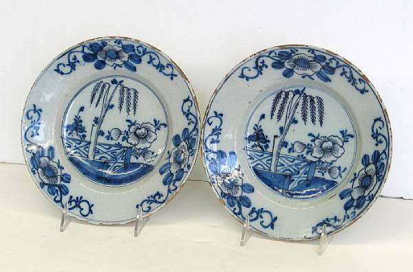 Appraisal: Six Dutch Delft blue and white plates second half th