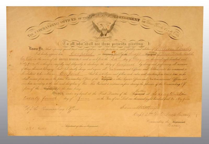 Appraisal: Lot of Civil War World War I Documents Description Includes