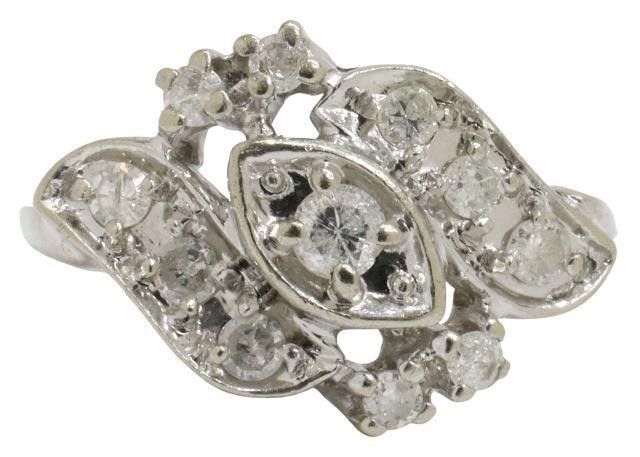 Appraisal: Estate kt white gold ring set with eleven diamonds one