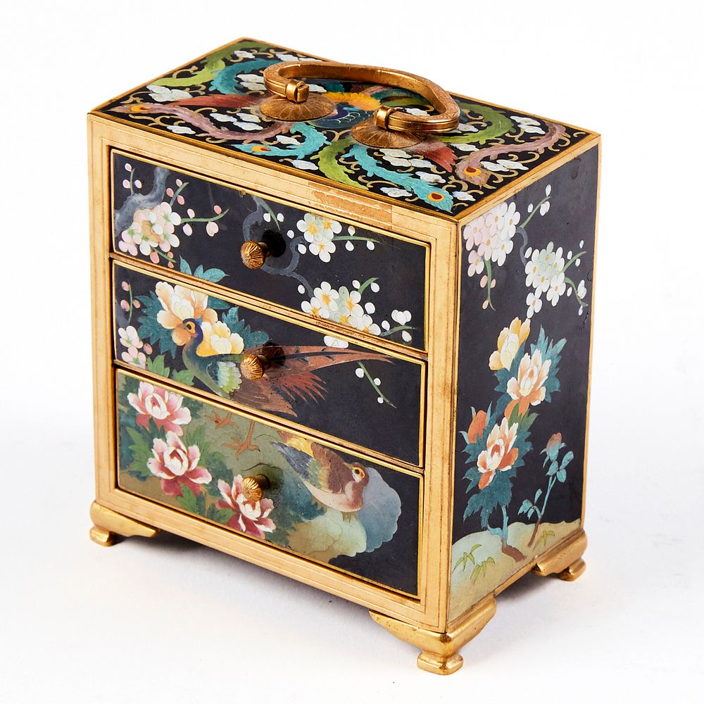 Appraisal: Ando Cloisonne Miniature Chest of Drawers Ando Cloisonne Company Sakae