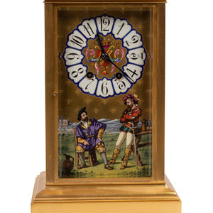 Appraisal: A French Porcelain Inset Gilt Metal Mantel Clock Late th