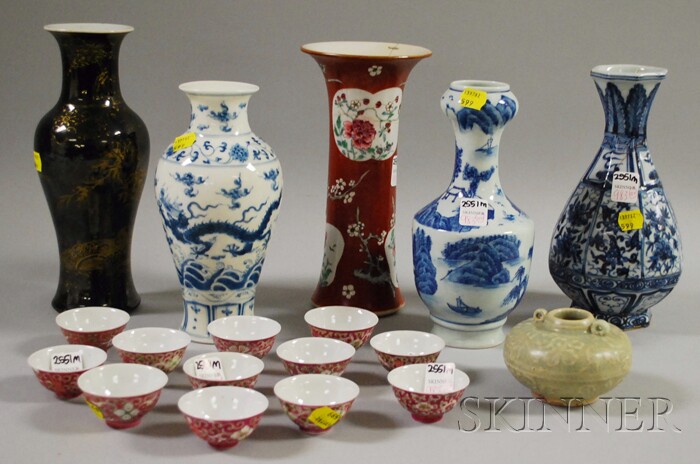 Appraisal: Six Chinese Ceramic Vases and a Set of Twelve Chinese