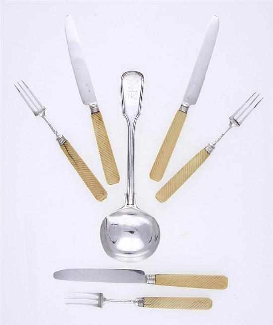 Appraisal: English sterling flatware and serving pieces th th century comprising