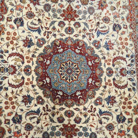 Appraisal: Tabriz Handmade Silk Rug center medallion flowering vine ivory field