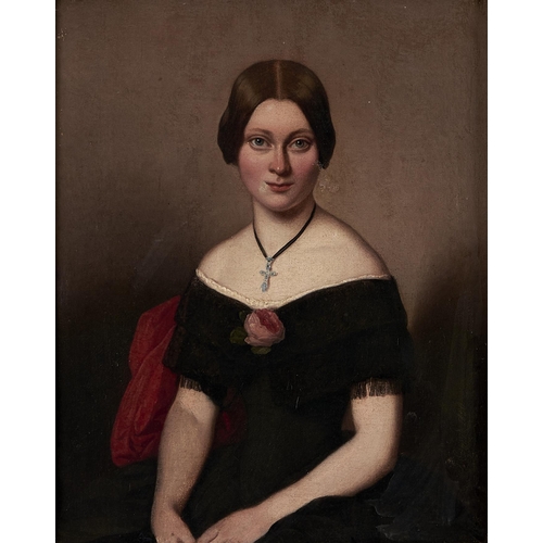 Appraisal: English School - Portrait of Joanna Philips seated three quarter