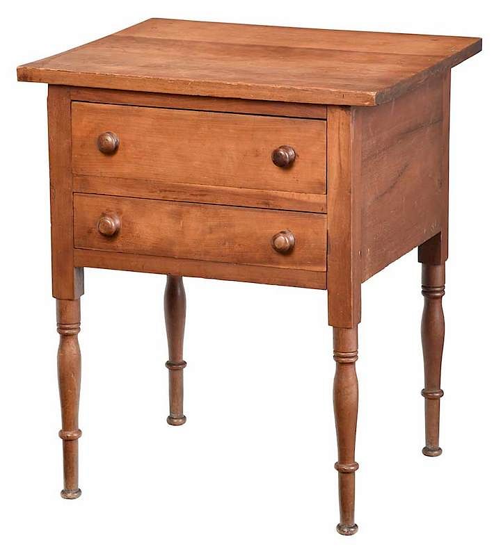 Appraisal: American Federal Cherry Two Drawer Side Table early th century