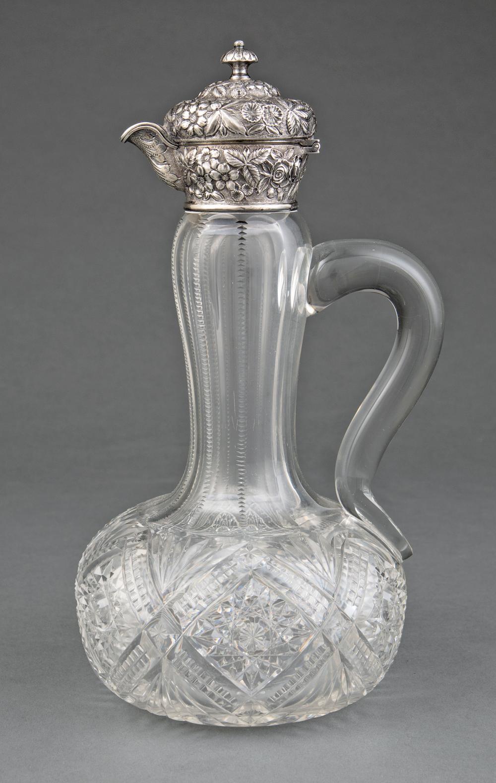 Appraisal: American Brilliant Cut Glass and Sterling-Mounted Claret Jug late th