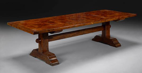 Appraisal: An Italian Baroque style walnut and oak refectory table The