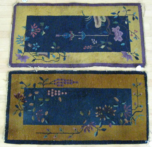 Appraisal: Two Chinese mats together with a Caucasian prayer rug and