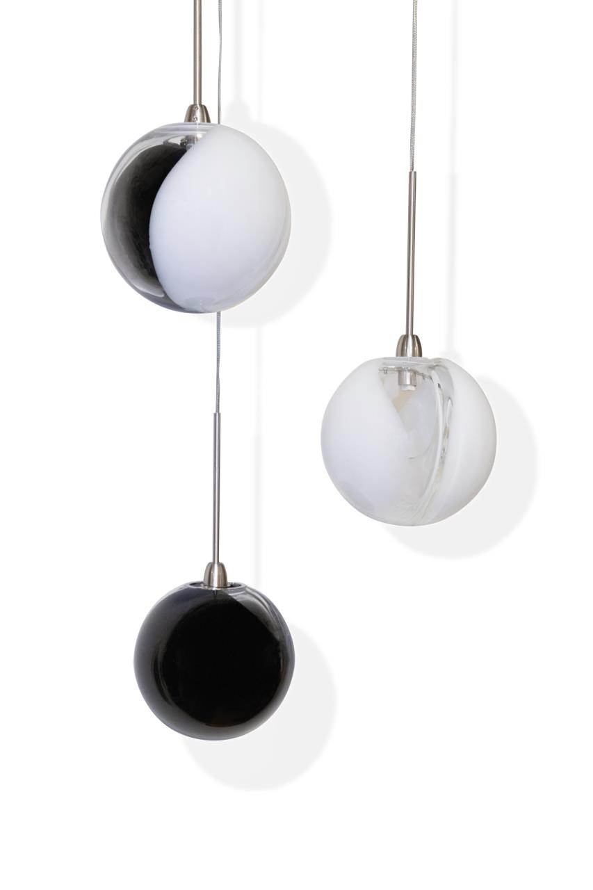 Appraisal: VISTOSI -LIGHT BLACK AND WHITE SUSPENSION LIGHT Vistosi contemporary three