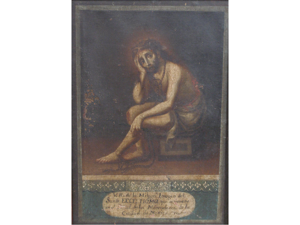 Appraisal: Spanish Colonial Ecce Homo Painting of Christ oil on canvas