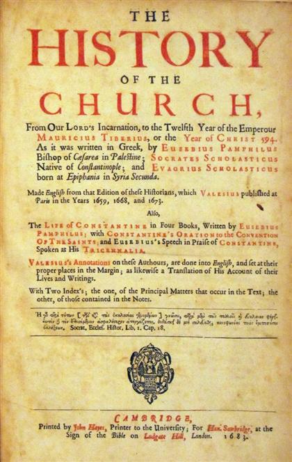 Appraisal: vol Eusebius Pamphili The History of The Church Cambridge H