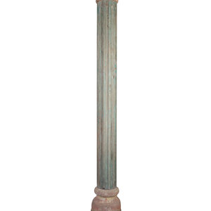 Appraisal: A Pair of Anglo-Indian Green-Painted Wood Architectural Columns Height x