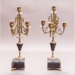 Appraisal: A Pair of Victorian Onyx and Brass Ten Light Candelabra