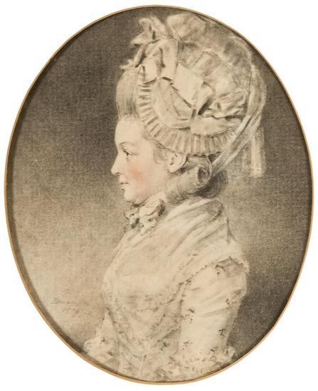 Appraisal: John Downman - Portrait of Mrs Emilia Hunter wearing a