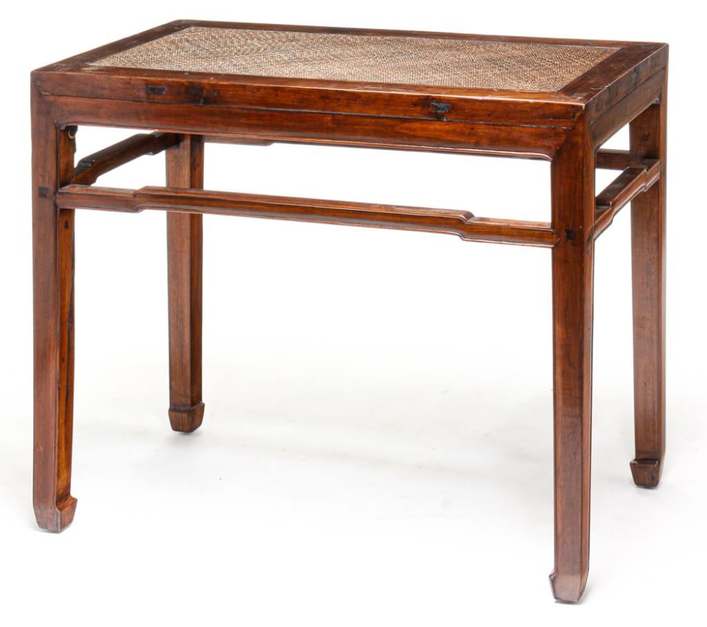 Appraisal: CHINESE TABLE Late th century elm Mortised construction with stretcher