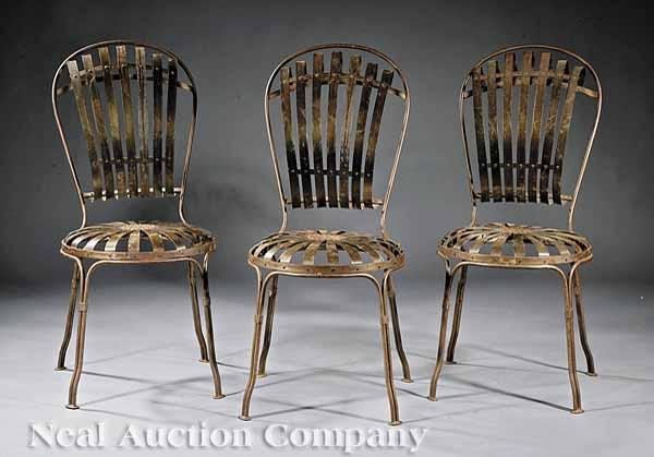 Appraisal: Three Innovative Spring Steel Garden Chairs late th c each