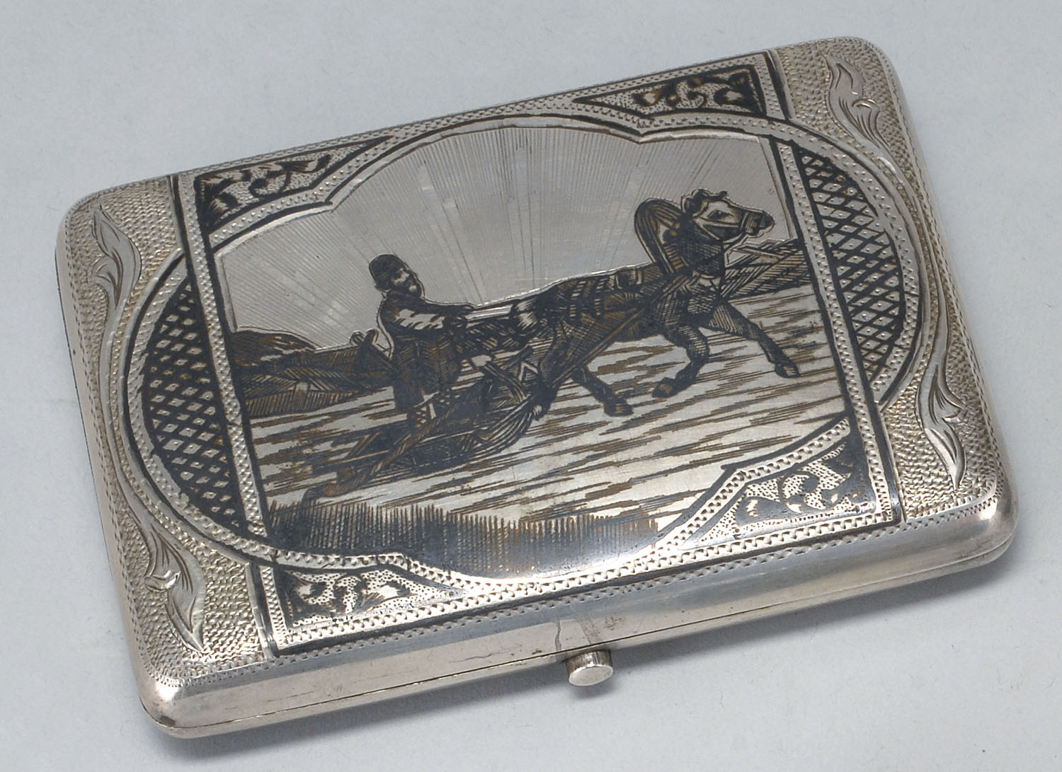 Appraisal: RUSSIAN SILVER NIELLO CIGARETTE BOX Last Quarter of the th