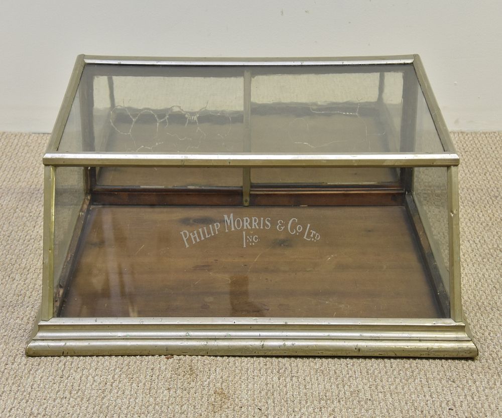 Appraisal: Philip Morris Countertop Display Case Philip Morris glass and nickel