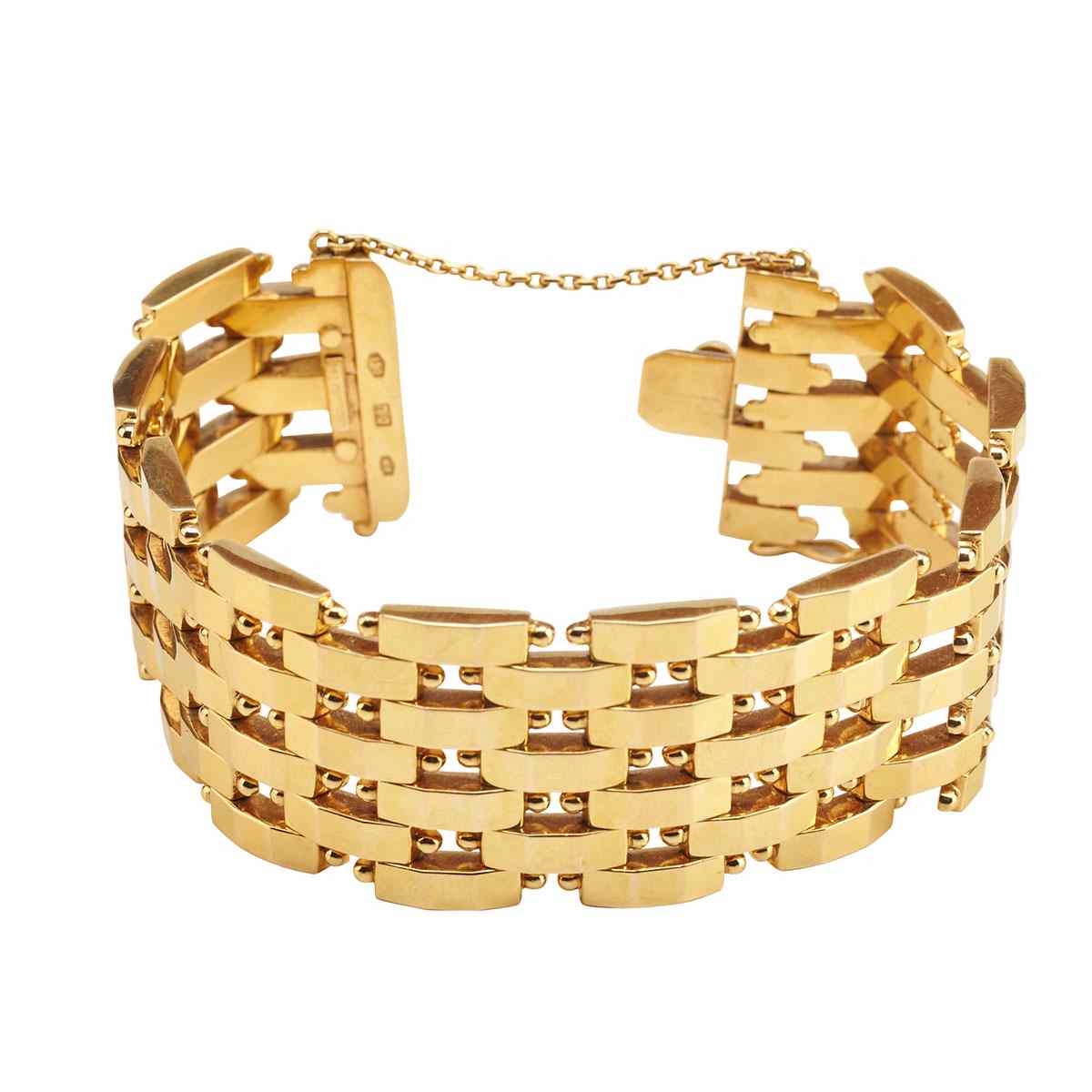 Appraisal: Italian k Yellow Gold Strap Bracelet Length cm Length g