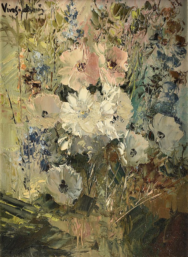 Appraisal: JOSE VIVES-ATSARA Spanish American - A PAINTING Wild Flowers JOSE