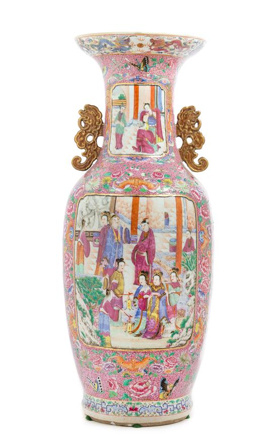 Appraisal: Sale Lot A Large Chinese Mandarin Famille Rose Vase late