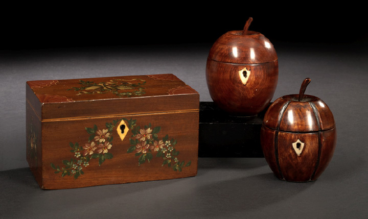 Appraisal: English Carved and Bone-Inlaid Stained Fruitwood Tea Caddy in the