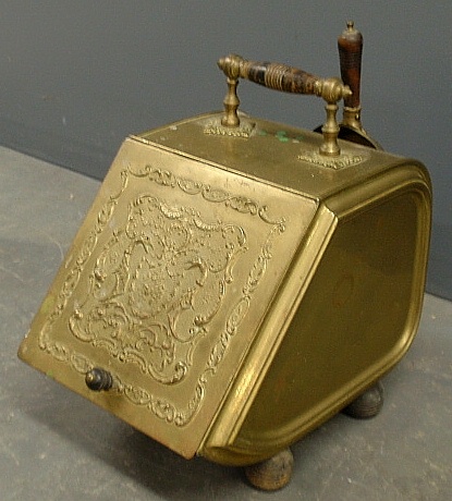 Appraisal: - Victorian brass coalscuttle with shovel h x w x