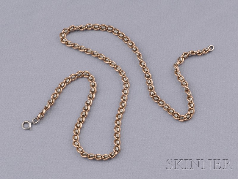 Appraisal: Antique kt Rose Gold and Platinum Chain composed of fancy