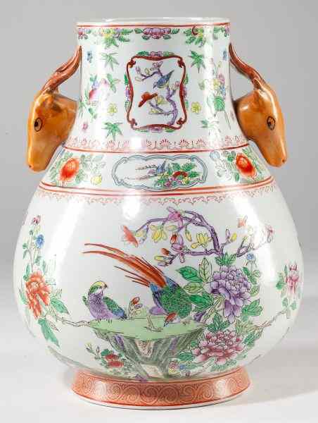 Appraisal: Chinese Export Famille Verte Vaseovoid form hand-painted all around with