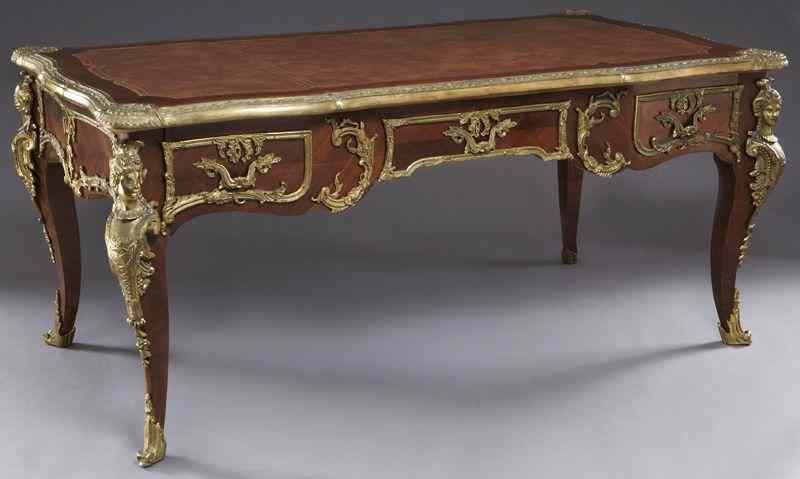 Appraisal: Louis XV style kingwood desk with ormolu mountshaving a shaped