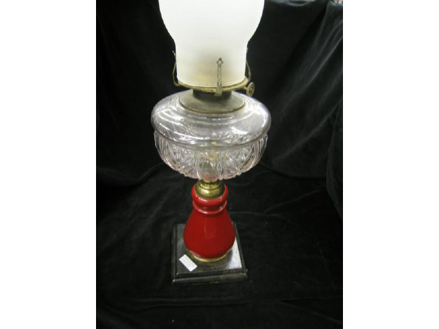 Appraisal: Victorian Oil Lamp red black base