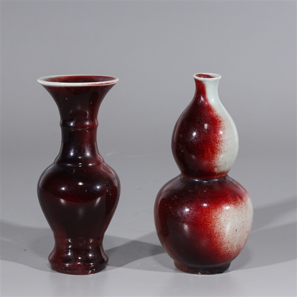 Appraisal: Two Chinese sang de boeuf vases including one double-gourd form