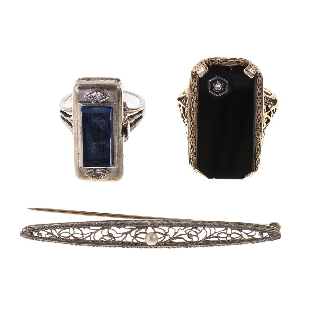 Appraisal: A Collection of Art Deco Jewelry in Gold K white