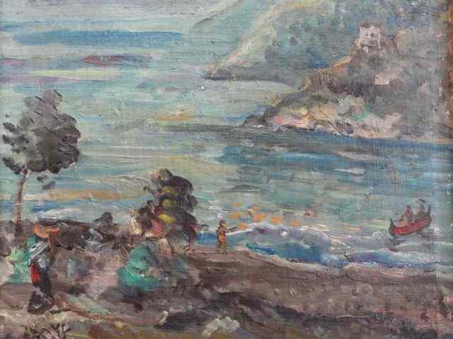 Appraisal: DYF Marcel O C Laid on Board Coastal Landscape Signed