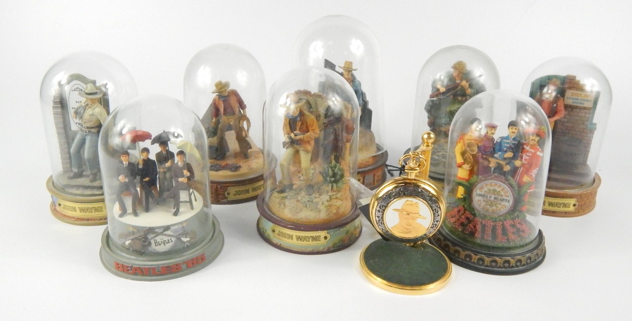 Appraisal: Six TFM John Wayne limited edition sculptures under glass domes