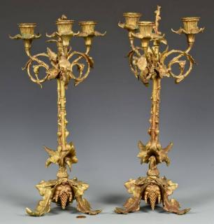 Appraisal: Pair Gilt Metal Candleabra A pair of gilt metal Rococo