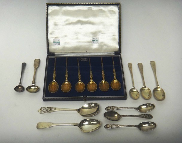 Appraisal: A set of six silver gilt teaspoons modelled as The