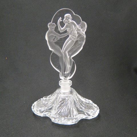 Appraisal: Czechoslovakia Cut Glass Perfume Bottle intaglio Three Graces stopper