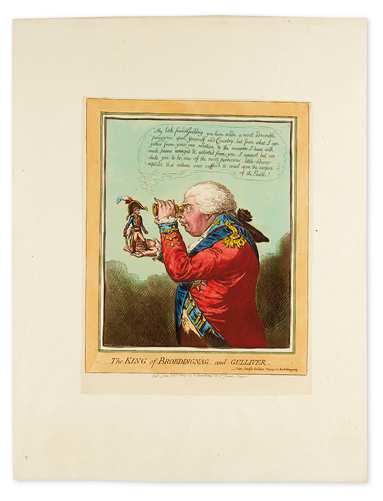 Appraisal: GILLRAY JAMES The King of Brobdingnag and Gulliver Hand-colored aquatint