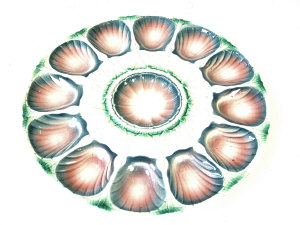 Appraisal: Digoin Sarreguemines majolica oyster dish with twelve moulded oyster shells