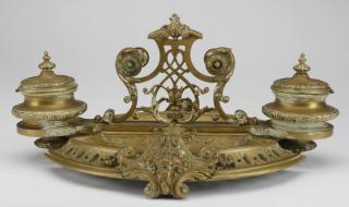 Appraisal: th c French gilt bronze encrier Mid th century French