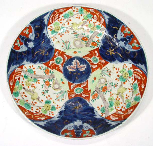 Appraisal: Large Japanese Imari porcelain charger painted with birds amongst peony