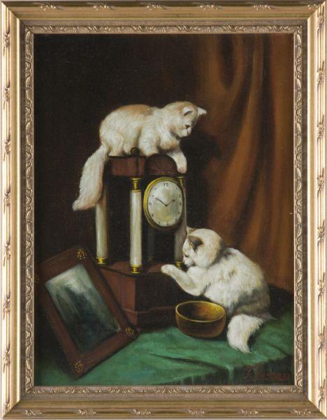 Appraisal: F Hermezo Continental th c Kittens at Play oil on