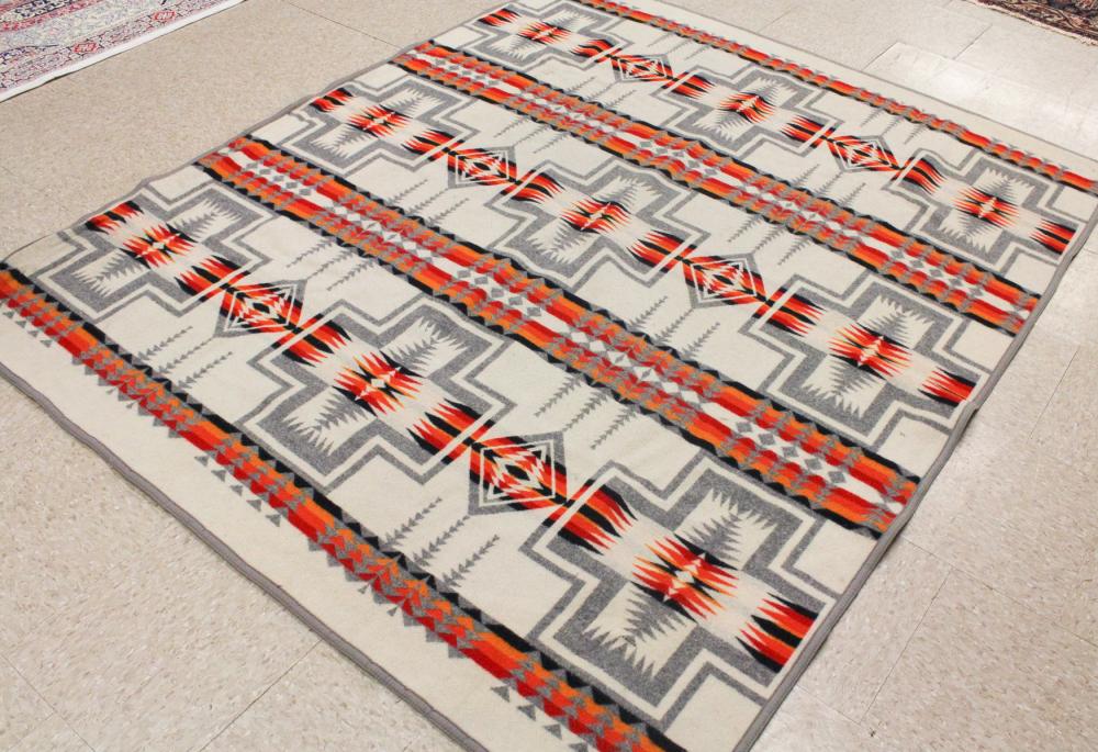 Appraisal: PENDLETON BEAVER STATE WOOL BLANKET Native American inspired geometric design